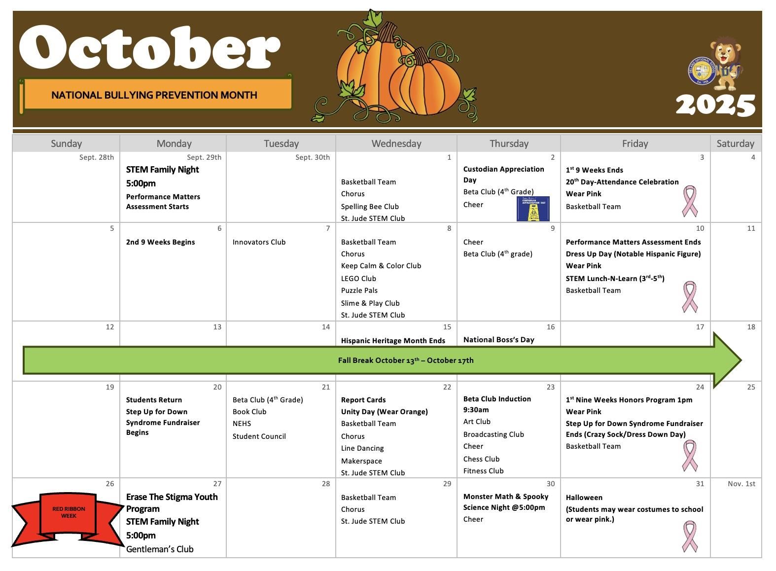 October 2025 Calendar